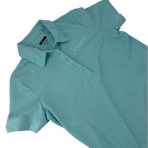 Greg Norman Play Dry Polo Shirt Rock Barn Golf Spa Size M Aqua Blue Womens